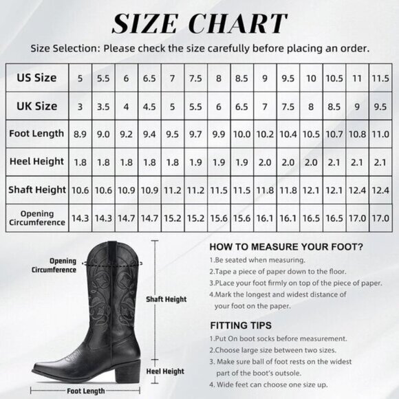 ⭐ IUV Women's Cowboy Boots | Pointy Toe Western Mid-Calf Cowgirl Boots - Picture 2 of 8